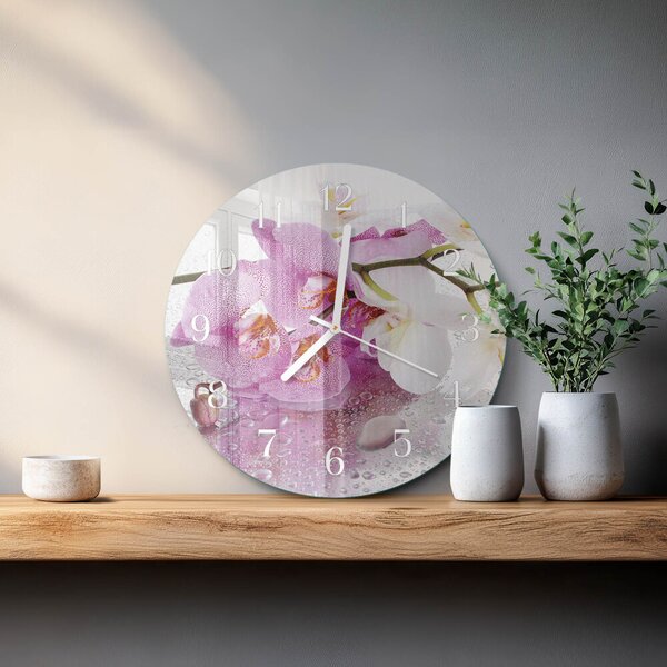 Skleněné hodiny na stěnu Orchidej zsob-fi30-00083588