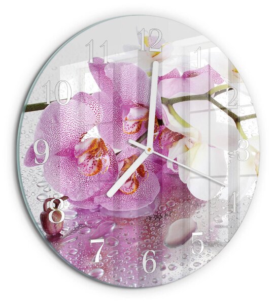 Skleněné hodiny na stěnu Orchidej zsob-fi30-00083588