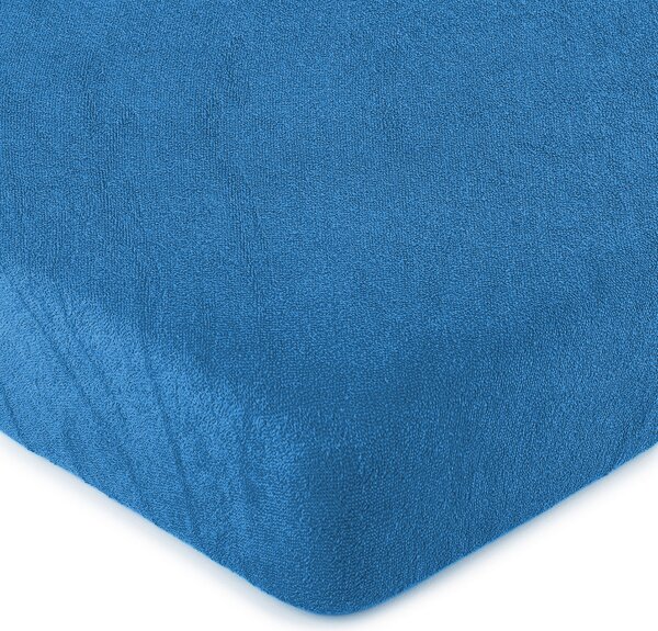 Froté prostěradlo tmavě modrá, 160 x 200 cm