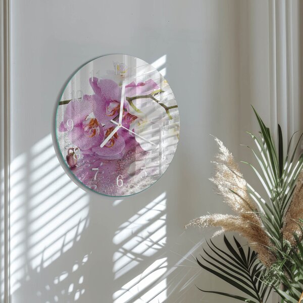 Skleněné hodiny na stěnu Orchidej zsob-fi30-00083588