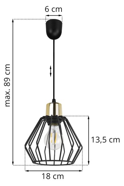 Závěsné svítidlo Nuvola 5, 1x černé drátěné stínítko, lp, g