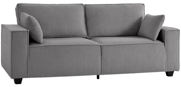 HOMCOM 3místná pohovka, šířka 218 cm, široké područky, 2 polštáře, pohodlná manšestrová pohovka, polstrovaná — Aosom