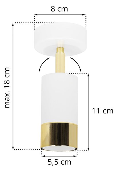 Bodové svítidlo Hugo, 1x bílé/zlaté kovové stínítko, (možnost polohování)