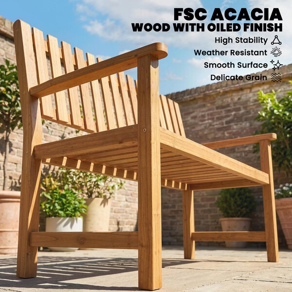 Outsunny zahradní lavice pro 2 osoby | akátové dřevo (FSC) s opěrkami | nosnost 320 kg | 112 x 64 x 92 cm | Aosom