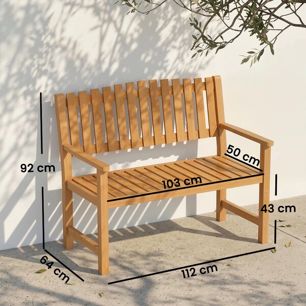 Outsunny zahradní lavice pro 2 osoby | akátové dřevo (FSC) s opěrkami | nosnost 320 kg | 112 x 64 x 92 cm | Aosom