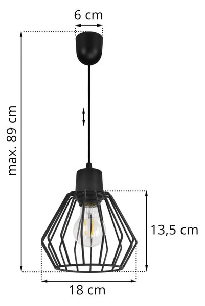 Závěsné svítidlo Nuvola 2, 1x černé drátěné stínítko, lp