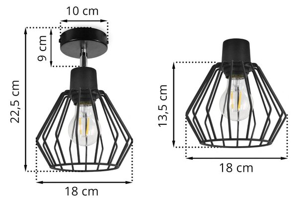 Bodové svítidlo Nuvola 2, 1x černé drátěné stínítko, (možnost polohování)
