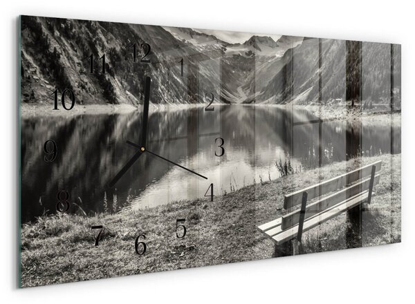 Skleněné hodiny horizontální Pokojné hory zsppc-60x30-00295355
