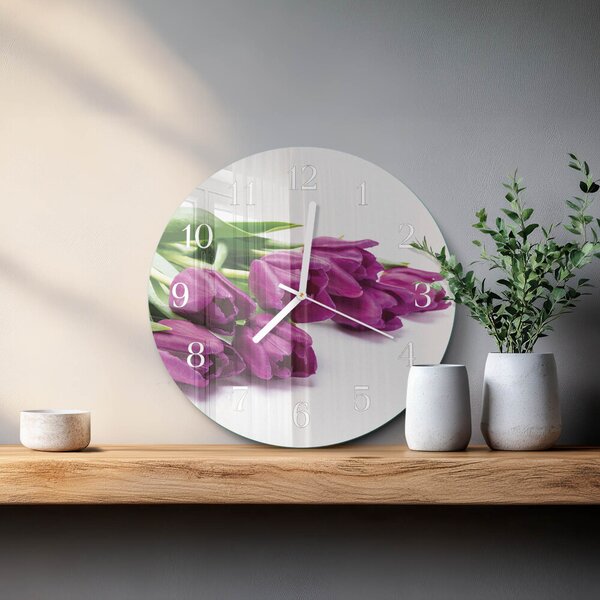 Skleněné hodiny na stěnu Tulipány zsob-fi30-00087009