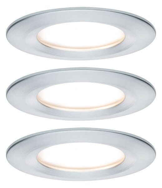 Paulmann 93901 Premium LED Slim Coin Satin, zápustná bodovka 3x6,8W LED 2700K stmívatelná, soustružený hliník, prům. 7,8cm, IP44