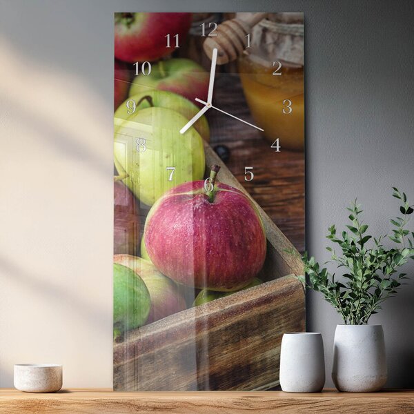 Skleněné hodiny vertikální Jablko zsppb-30x60-00079685