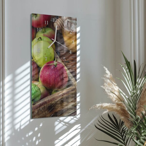 Skleněné hodiny vertikální Jablko zsppb-30x60-00079685