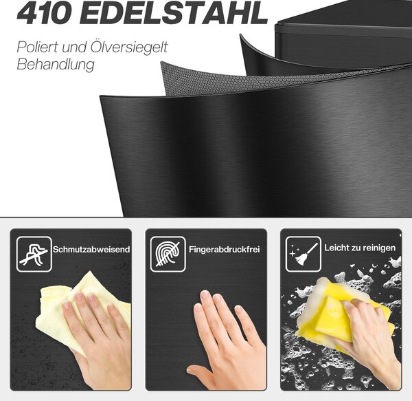 HOMCOM odpadkový koš 20 l s pedálem a měkkým dovíráním — nerezová ocel, černý, 21,5 x 37,2 x 57 cm | Aosom