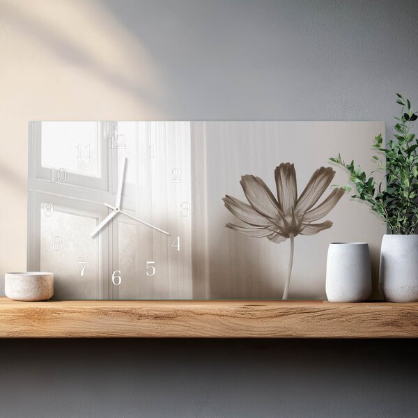 Skleněné hodiny horizontální Květ zsppb-60x30-00295295