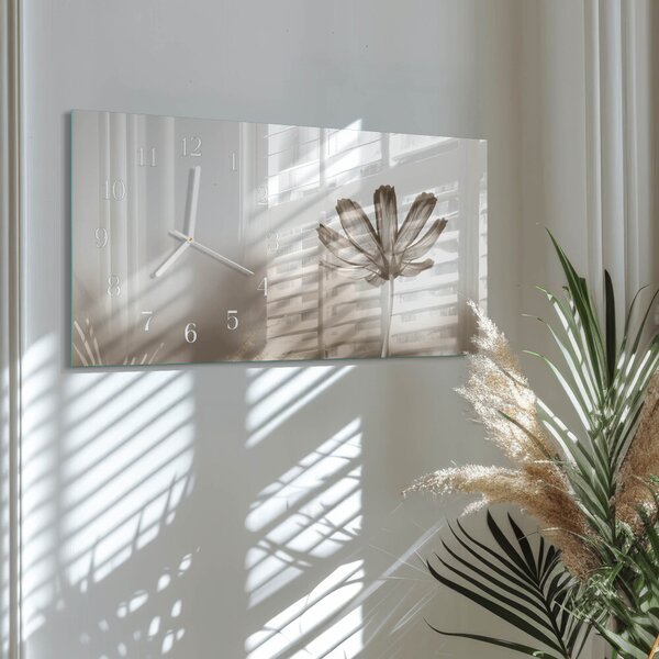 Skleněné hodiny horizontální Květ zsppb-60x30-00295295
