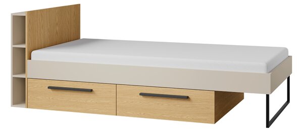 Jednolůžková postel 90 cm Lorenza 11 (kašmír + dub jarní) (s roštem) (s úl. prostorem)