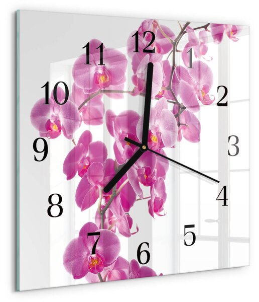 Skleněné hodiny na stěnu Orchidej zskc-30x30-00176856