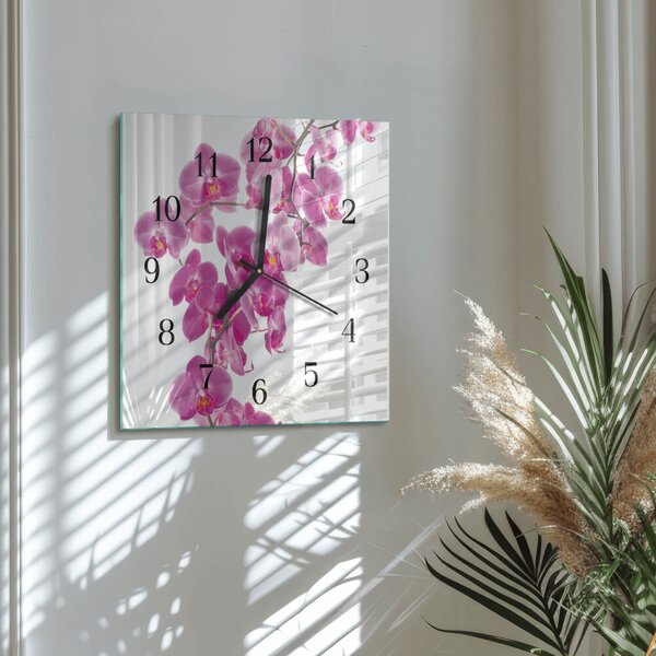Skleněné hodiny na stěnu Orchidej zskc-30x30-00176856