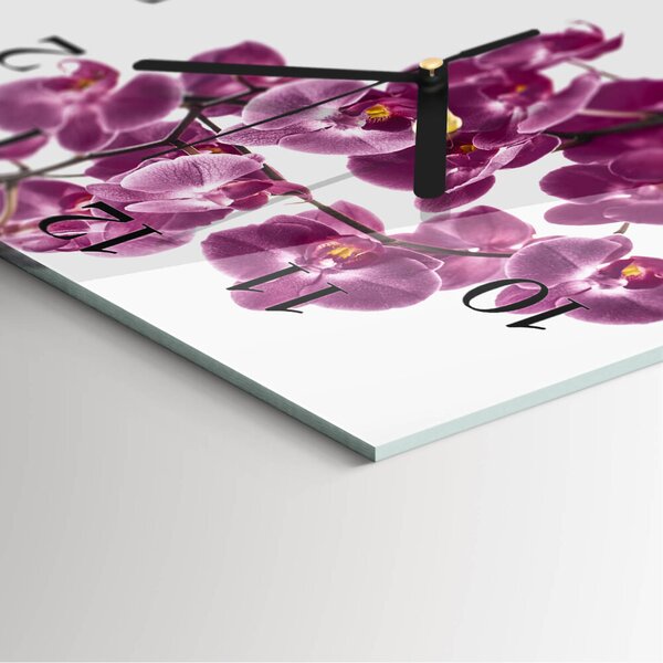 Skleněné hodiny na stěnu Orchidej zskc-30x30-00176856