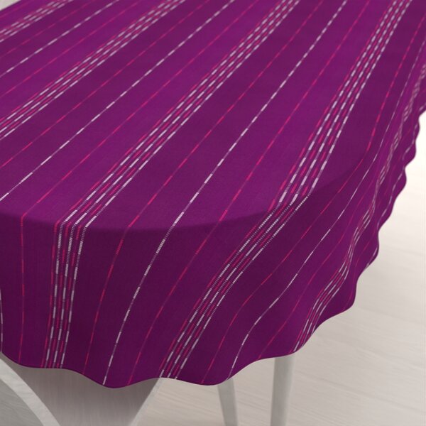 Biante Bavlněný oválný ubrus Olivia OL-002 Proužky na fialovém 100x140 cm