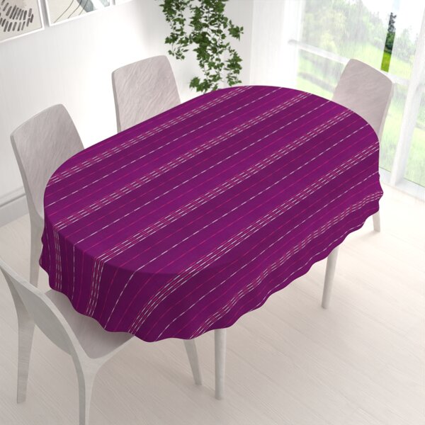 Biante Bavlněný oválný ubrus Olivia OL-002 Proužky na fialovém 100x140 cm