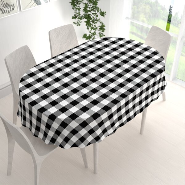 Biante Bavlněný oválný ubrus Olivia OL-004 Černo-bílá kostka velká 100x140 cm