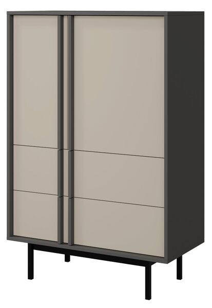 Komoda Alsento 5 (antracit + světle béžová). Akce -12%