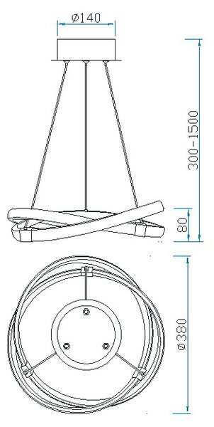 Mantra 5384 5384 Infinity, závěsné moderní svítidlo, 30W LED 3000K, stříbrná/chrom, prům. 38cm
