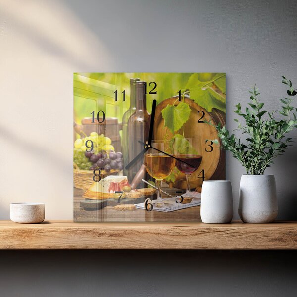 Skleněné hodiny na stěnu Hrozny na víno zskc-30x30-00176990