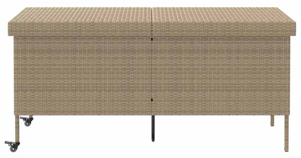 Zahradní úložný box s kolečky béžová 160x55x75 cm polyratan