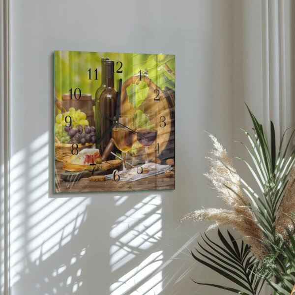 Skleněné hodiny na stěnu Hrozny na víno zskc-30x30-00176990