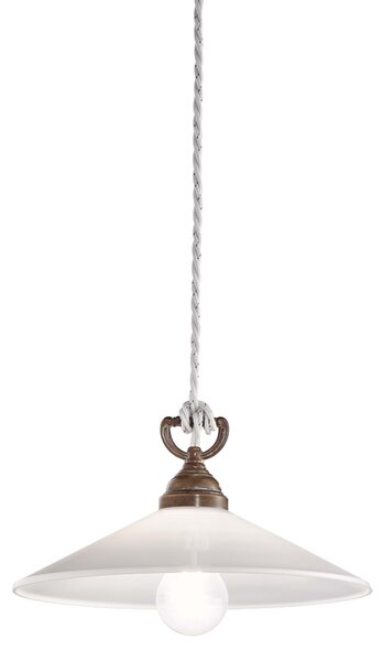 Il Fanale 212.09.OV Tabia, závěsné svítidlo z mosazi a bílé skla, 1x15W LED E27, průměr 30cm