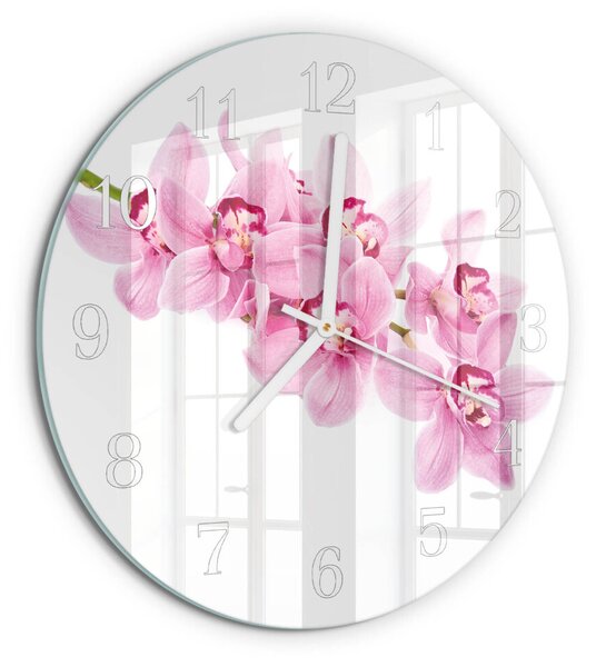 Skleněné hodiny na stěnu Orchidej zsob-fi30-00084103