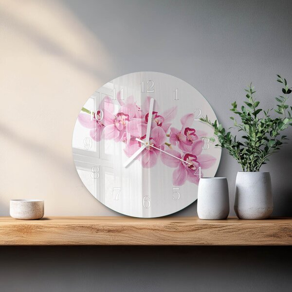 Skleněné hodiny na stěnu Orchidej zsob-fi30-00084103