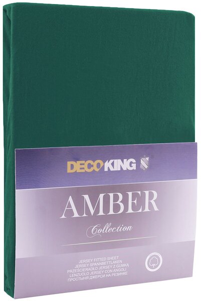 DecoKing Bavlněné jersey prostěradlo Amber, lahvově zelená Rozměr: 200-220x200 cm