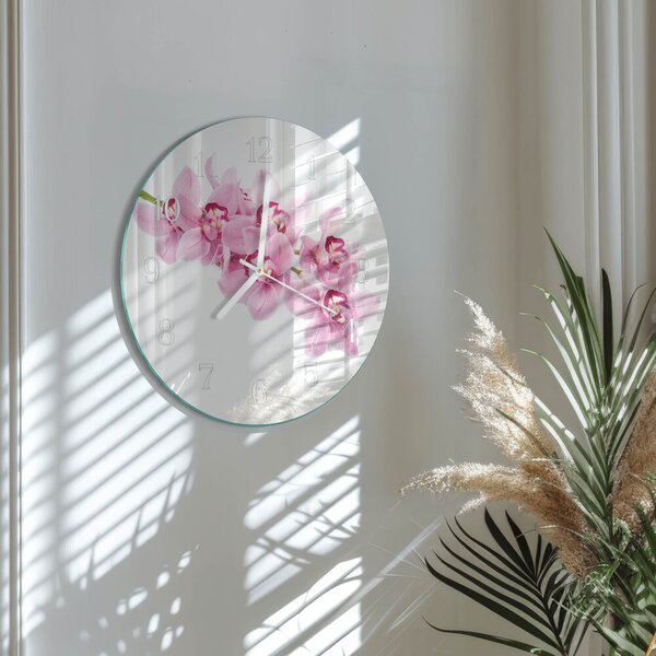 Skleněné hodiny na stěnu Orchidej zsob-fi30-00084103