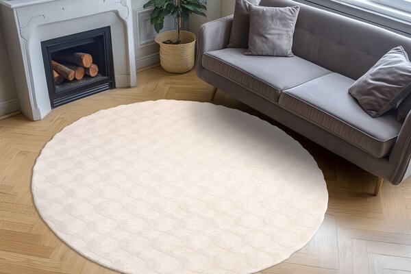 Obsession, Kusový koberec Diamond Cut 800 Cream kruh, 120x120 (průměr) kruh, béžová, ložnice