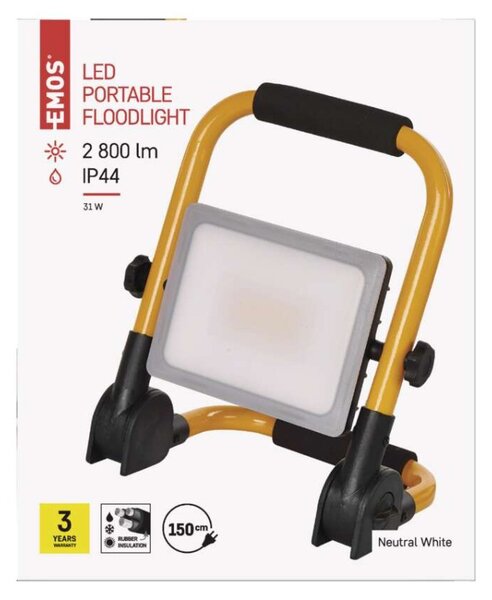 EMOS LED reflektor ILIO přenosný, 31W, žlutý, neutrální bílá