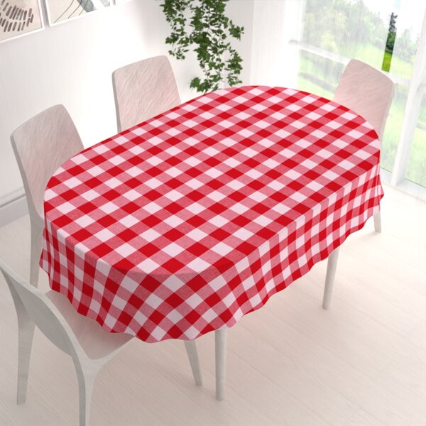 Biante Bavlněný oválný ubrus Olivia OL-016 Červeno-bílá kostka velká 100x140 cm