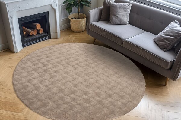 Obsession, Kusový koberec Diamond Cut 800 Taupe kruh, 120x120 (průměr) kruh, hnědá, ložnice