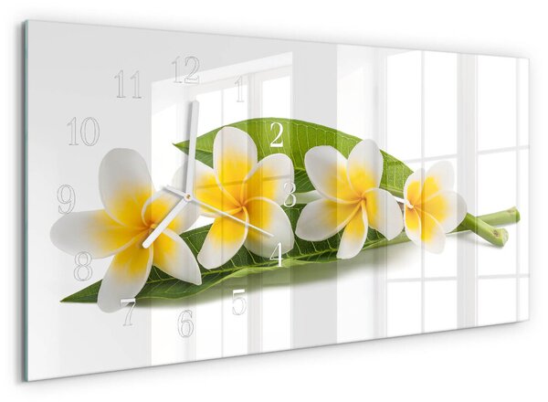 Skleněné hodiny horizontální Květiny zsppb-60x30-00295277