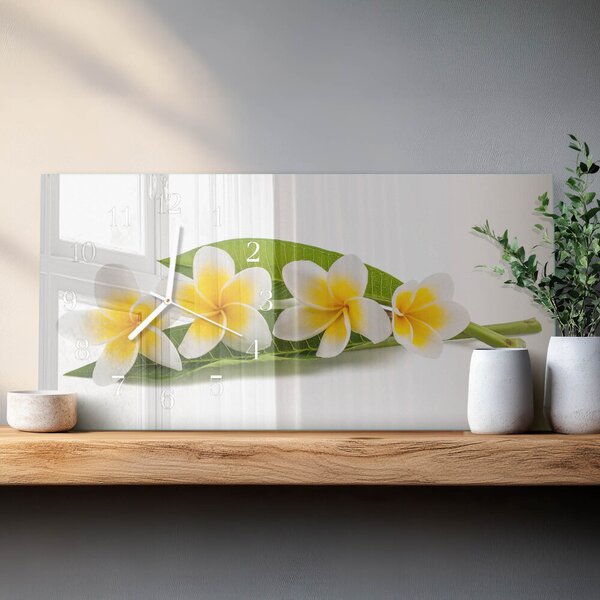 Skleněné hodiny horizontální Květiny zsppb-60x30-00295277
