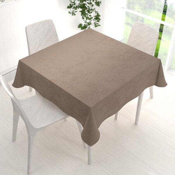 Biante Velký sametový čtvercový ubrus Velvet Premium SVP-005 Světle hnědý 180x180 cm
