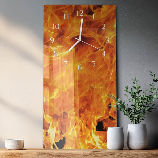 Skleněné hodiny vertikální Oheň zsppb-30x60-00084984