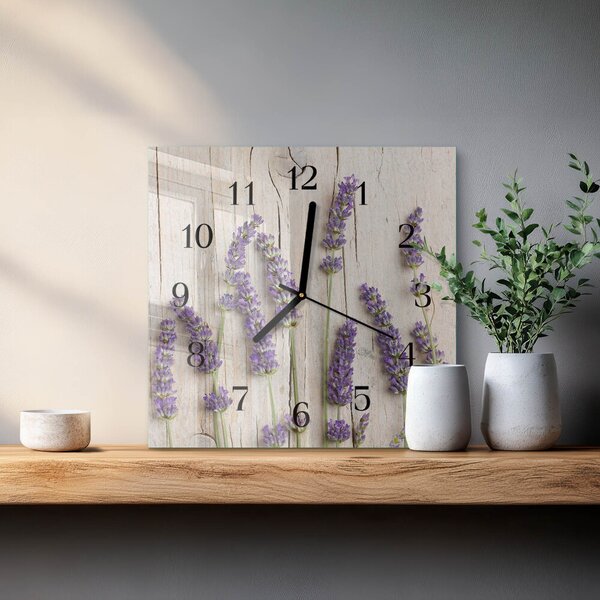 Skleněné hodiny na stěnu Levandule zskc-30x30-00182580