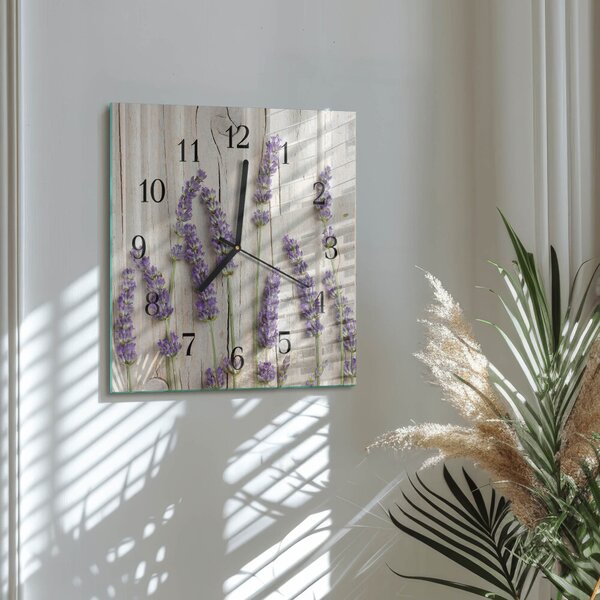 Skleněné hodiny na stěnu Levandule zskc-30x30-00182580