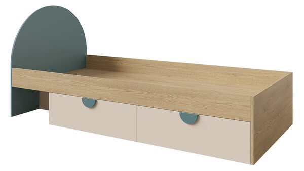 Jednolůžková postel 90 cm Leora 13 (dub cremona + makadamia + mořská) (s roštem) (s úl. prostorem)