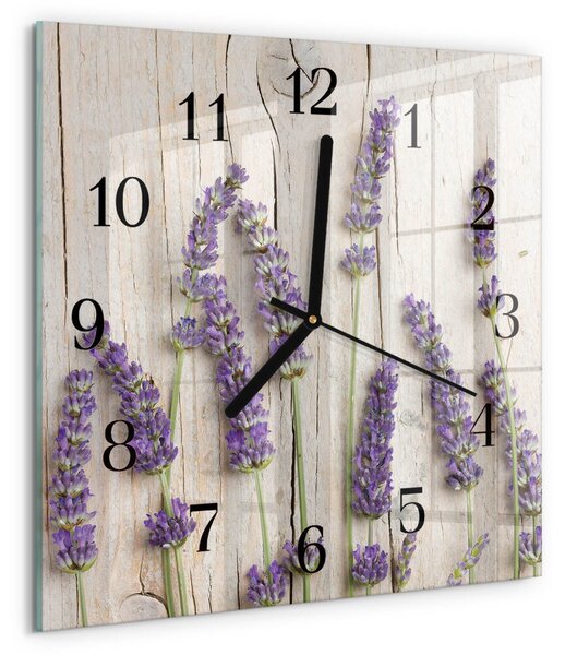 Skleněné hodiny na stěnu Levandule zskc-30x30-00182580