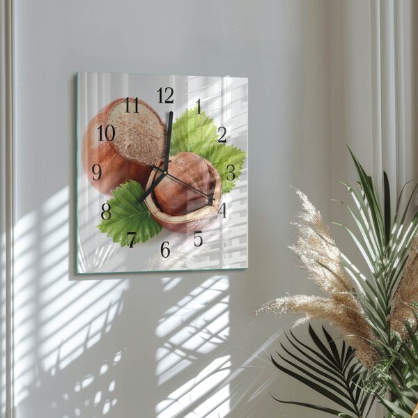Skleněné hodiny na stěnu Lískové ořechy zskc-30x30-00179042
