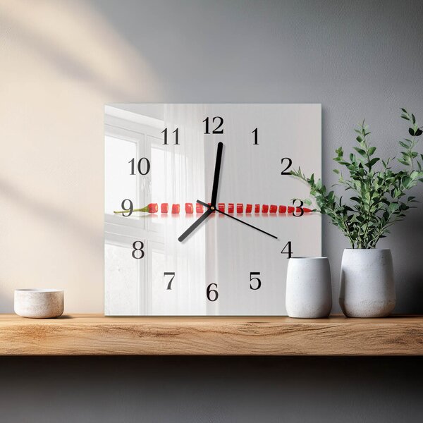 Skleněné hodiny na stěnu Chilli paprička zskc-30x30-00177108
